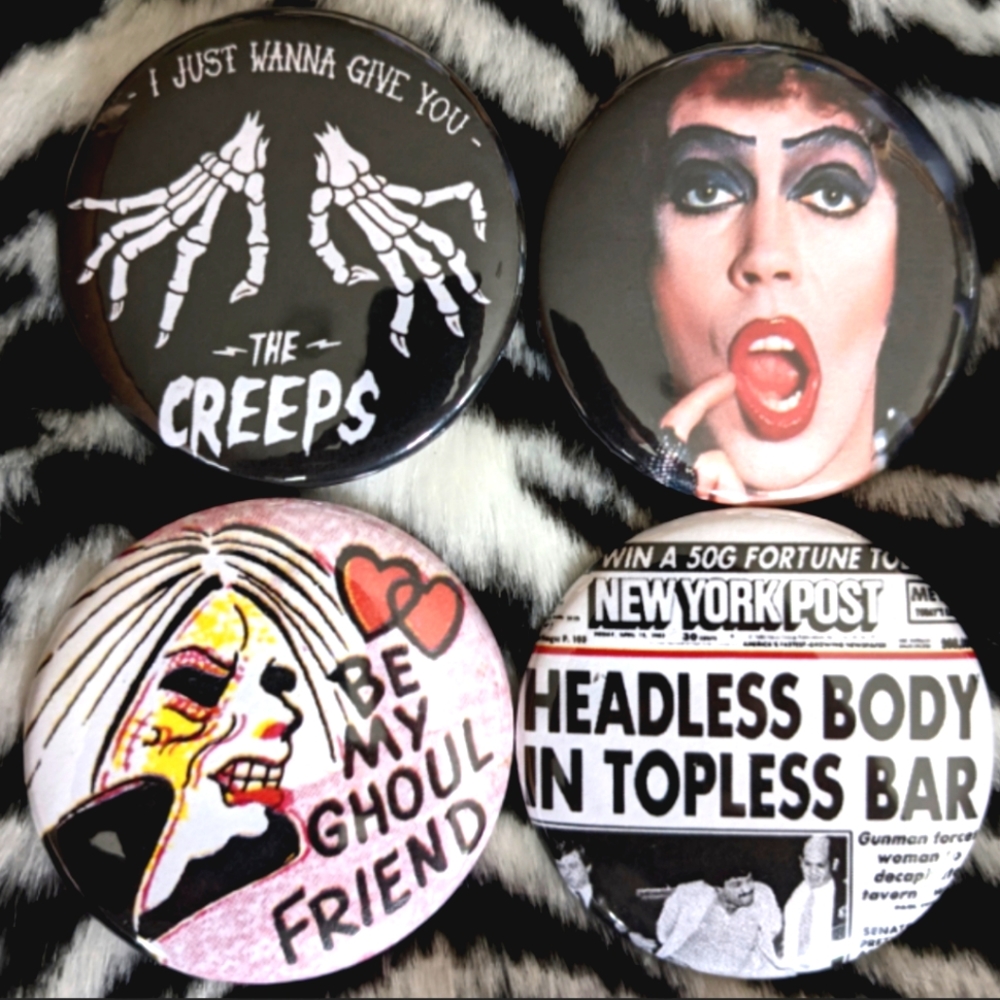 Horror set of 4 New Large 2.25" inch pins buttons badges (…
